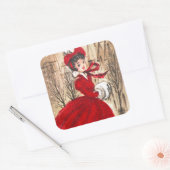 Autocollant vintage rétro lady Christmas Holiday (Enveloppe)