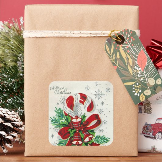 Autocollant vintage rétro sucre de canne de Noël (vacances)