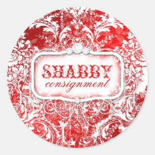 Autocollant Vintage rouge et blanc GC Shabby