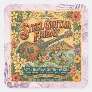 Autocollant Vintage Steel Guitar FRIDAY Waikīkī
