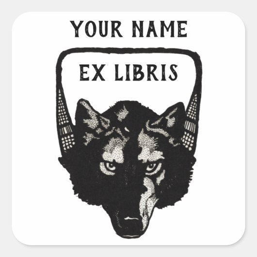 Autocollant vintage Wolf Ex Libris Boplate (Devant)