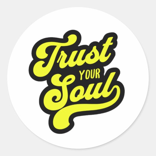 Autocollant vinyle à script jaune Trust Your Soul (Devant)