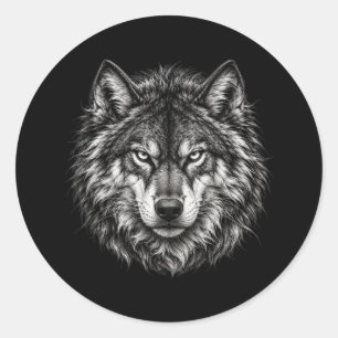 Autocollant vinyle art tatouage tête de loup noir 