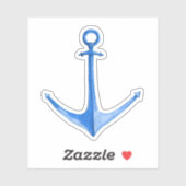 Autocollant vinyle bleu rustique d'ancre de bateau (Feuille)