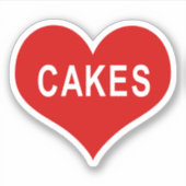 Autocollant vinyle CAKES Red Love Heart (Devant)