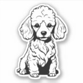 autocollant vinyle caniche noir et blanc (Devant)