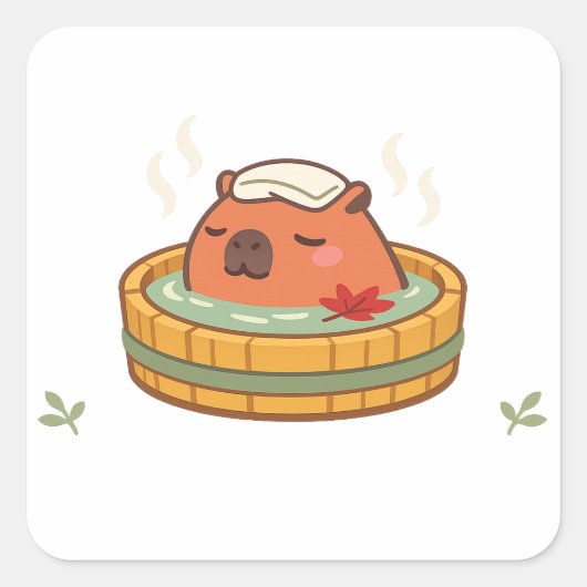 Autocollant vinyle Capybara Onsen Source chaude (Devant)