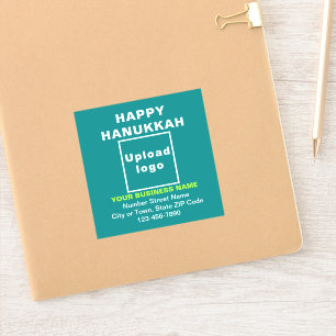 Autocollant vinyle carré vert sarcelle Hanukka aff