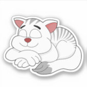 Autocollant vinyle - chat blanc endormi dessin ani (Devant)