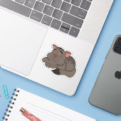 Autocollant vinyle - chat brun endormi dessin anim (Ordinateur portable avec iPhone)