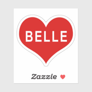 Autocollant vinyle coeur d'amour rouge BELLE NAME