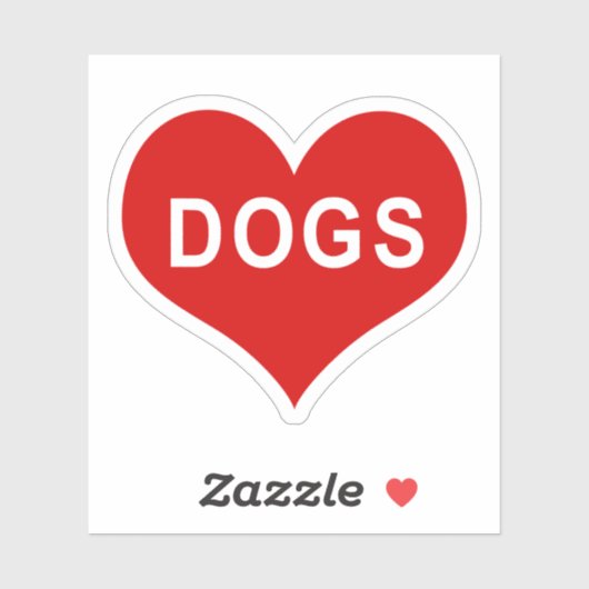 Autocollant vinyle coeur d'amour rouge CHIENS (Feuille)