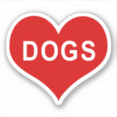 Autocollant vinyle coeur d'amour rouge CHIENS (Devant)