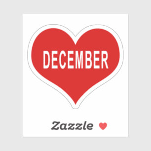Autocollant vinyle Cœur d'amour rouge DECEMBRE