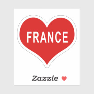 Autocollant vinyle coeur d'amour rouge FRANCE