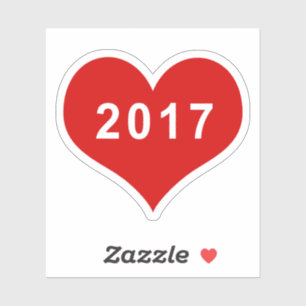 Autocollant vinyle cœur rouge amour 2017