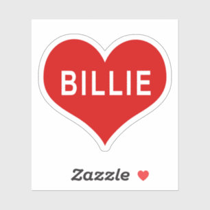 Autocollant vinyle cœur rouge BILLIE NAME