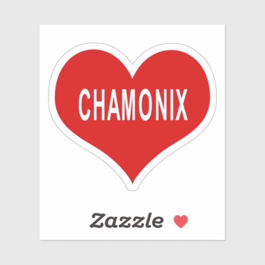 Autocollant vinyle cœur rouge CHAMONIX (Feuille)