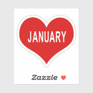 Autocollant vinyle coeur rouge JANUARY