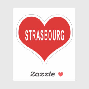 Autocollant vinyle cœur rouge STRASBOURG