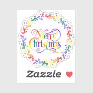 Autocollant vinyle Couronne de Noël Joyeux Noël Ar