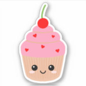 Autocollant vinyle Cupcake Face pour bouteille d'e (Devant)