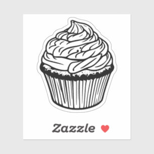 autocollant vinyle cupcake noir et blanc