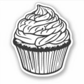 autocollant vinyle cupcake noir et blanc (Devant)