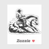 Autocollant vinyle d'action de cheval de reining d (Feuille)
