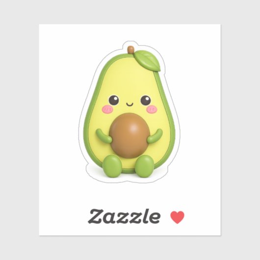 Autocollant vinyle de avocat mignon Kawaii (Feuille)