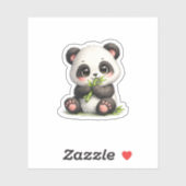 Autocollant vinyle de bébé panda mignon mangeant d (Feuille)