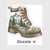 Autocollant vinyle de bottes de randonnée florales (Feuille)