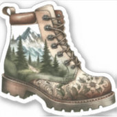 Autocollant vinyle de bottes de randonnée florales (Devant)