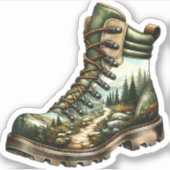 Autocollant vinyle de bottes de randonnée sur sent (Devant)