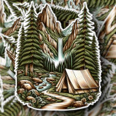 Autocollant vinyle de camping cascade | Autocollan