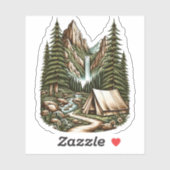Autocollant vinyle de camping cascade | Autocollan (Feuille)