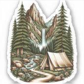 Autocollant vinyle de camping cascade | Autocollan (Devant)