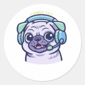 Autocollant vinyle de casque de jeu pour chien Pug (Devant)