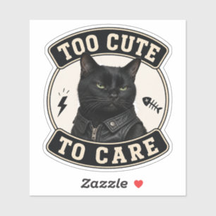 Autocollant vinyle de chat noir cool Trop mignon