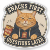 Autocollant vinyle de chat orange drôle | Snacks d (Devant)