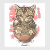 Autocollant vinyle de chaton Yummy Ramen (Feuille)