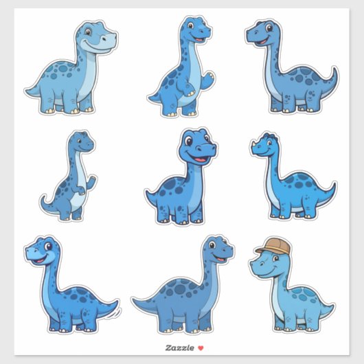 Autocollant vinyle de dinosaure Brontosaurus bleu (Feuille)