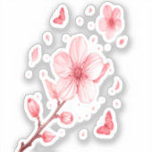 Autocollant vinyle de floraison de cerisier – Rose (Recto)