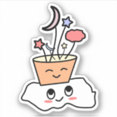 Autocollant vinyle de nuage Kawaii avec un pot de (Devant)