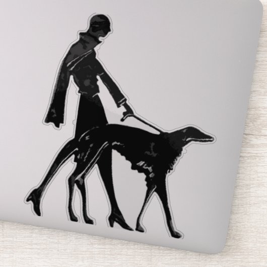 Autocollant vinyle découpé Art Déco Lady et Borzoi (Détail)