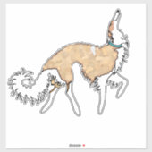 Autocollant vinyle découpé Ballet Or Borzoi (Feuille)