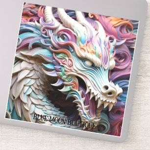 Autocollant vinyle découpé sur mesure Dragon et fl