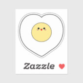 Autocollant vinyle d'œuf frit Kawaii | Forme de cœ (Feuille)