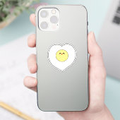 Autocollant vinyle d'œuf frit Kawaii | Forme de cœ (Téléphone)