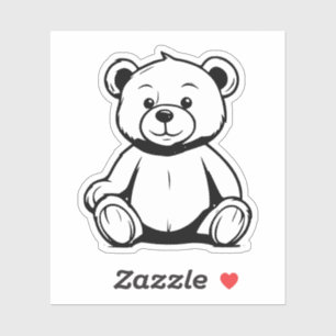 autocollant vinyle d'ours en peluche noir et blanc